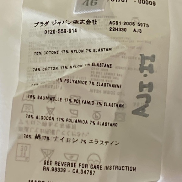 Prada Womens White Pleated Front Slash Pocket Chino Shorts Size 46 - Picture 7 of 10